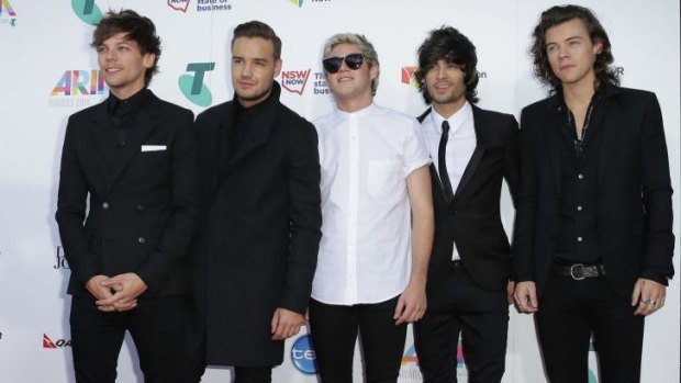 Harry Styles, far right, with the rest of One Direction, from left to right, Louis Tomlinson, Liam Payne, Niall Horan and Zayn Malik at the 2014 ARIA Awards. 