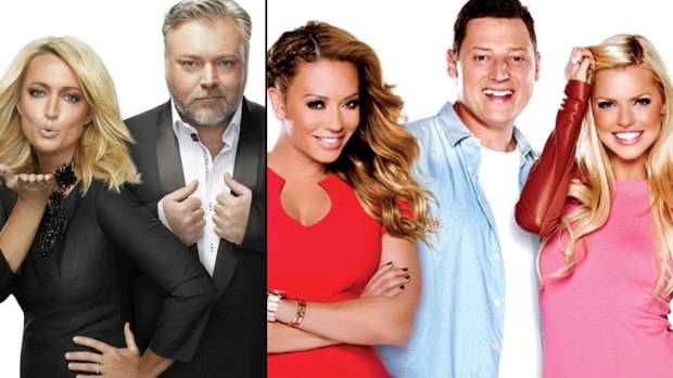 Radio rivals: Jackie O and Kyle Sandilands versus Mel B, Merrick Watts and Sophie Monk.