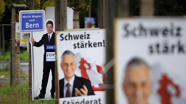 Anti-immigration ... the far-right Swiss People's Party is seeking to make historyby garnering over 30 percent of votes.