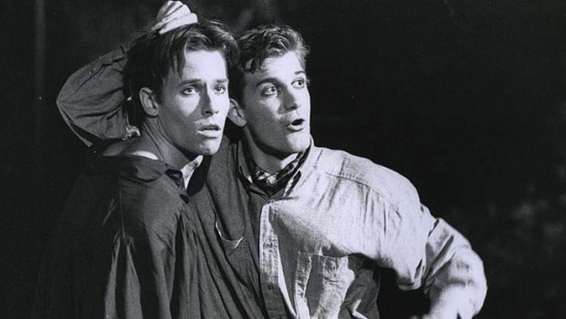 Magical moments: A young Guy Pearce (left) on stage with Rhys Muldoon.