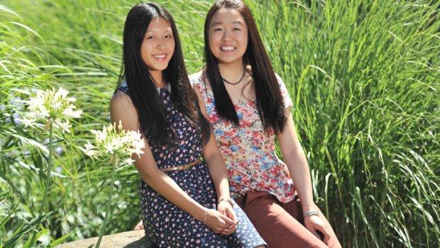 Tough stuff ... MLC students Rowena Cao and Vivien Lai received perfect ATAR scores.