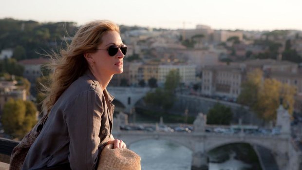 As a woman in search of herself, Julia Roberts spends a lot of time staring into the distance in Eat Pray Love.