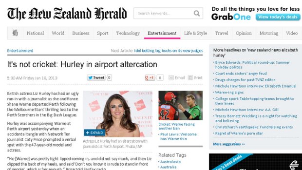 <i>The New Zealand Herald</i> ran the story the following morning