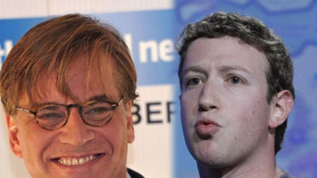 <i>The Social Network</i> screenwriter Aaron Sorkin, left, and the founder of Facebook Mark Zuckerberg.