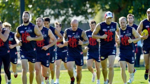  Nathan Jones, centre, in the middle of the Demons pack.