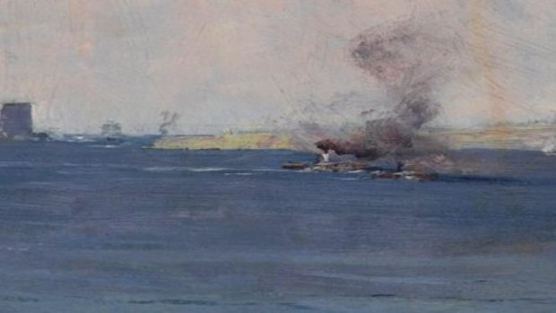 Detail from Arthur Streeton's 1895 painting <i>Sydney Harbour</i>.