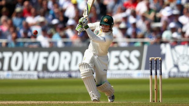 Phil Hughes at the crease at Trent Bridge last year.