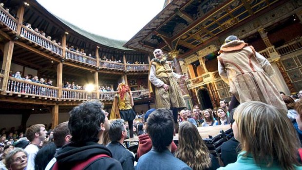 Audiences enjoy Footsbarns Shakespeare Party at the Globe Theatre, London.