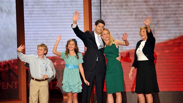 Family values ... Paul Ryan with his wife, Janna, mother, Betty Douglas, and his children, Charlie and Liza.