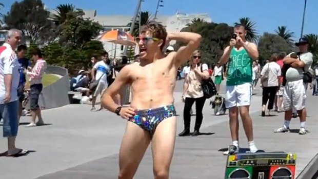 Hit machine ... Spandy Andy's 'sexy beach party' video, shot at St Kilda, has gone viral.