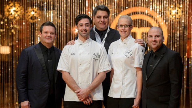Hits ... 2012 top two Andy Allen and Julia Taylor with the MasterChef judges