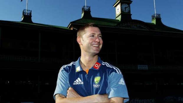 Michael Clarke poses after the announcement.