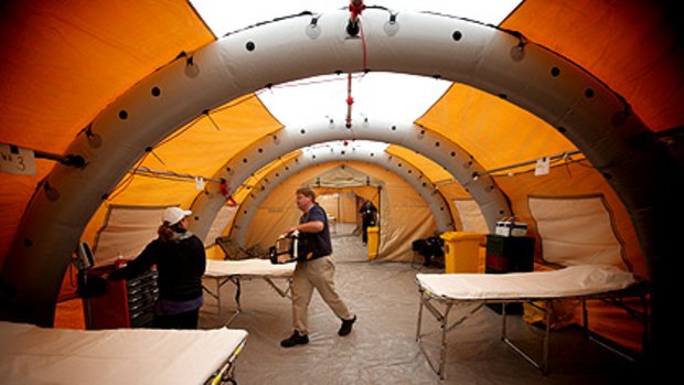 The field medical centre consists of six large tents.