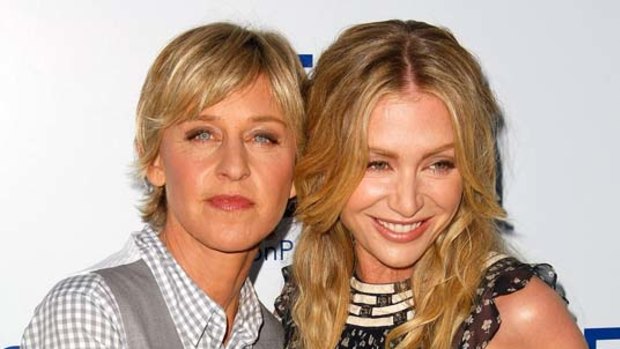 Comedian Ellen DeGeneres (left) and actress Portia De Rossi pictured in 2008.