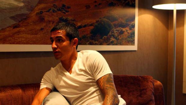 Superstar quality ... Tim Cahill relaxes at his hotel in Sydney before joining  the Socceroos in Melbourne today. In career-best form, he says he’s more than ready for South Africa.