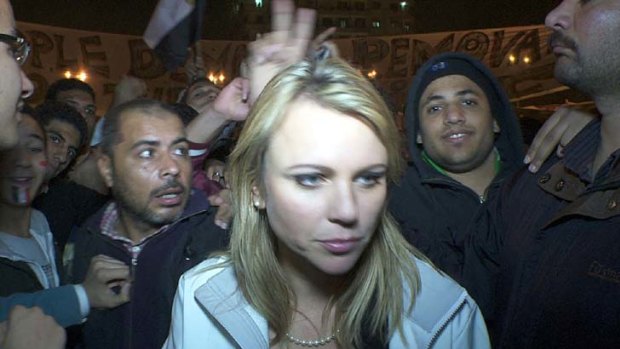 US reporter Lara Logan in Cairo's Tahrir Square moments before her ordeal.