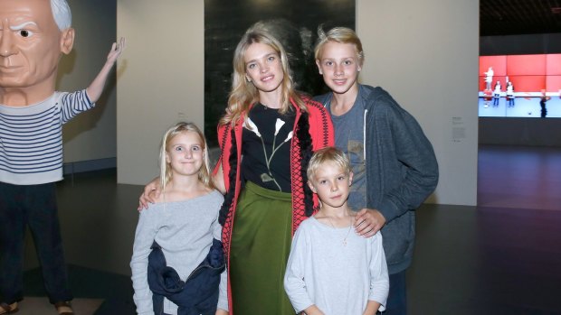 In 2015 with her children by ex-husband Justin Portman: Lucas, Neva and Viktor.