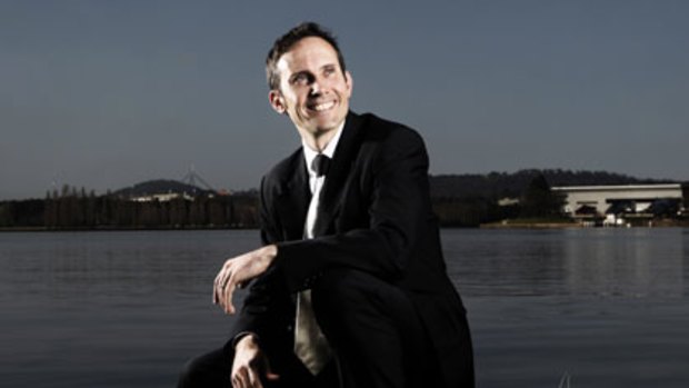 Wunderkind ... the federal MP Dr Andrew Leigh on the shores of Lake Burley Griffin in his Canberra electorate.