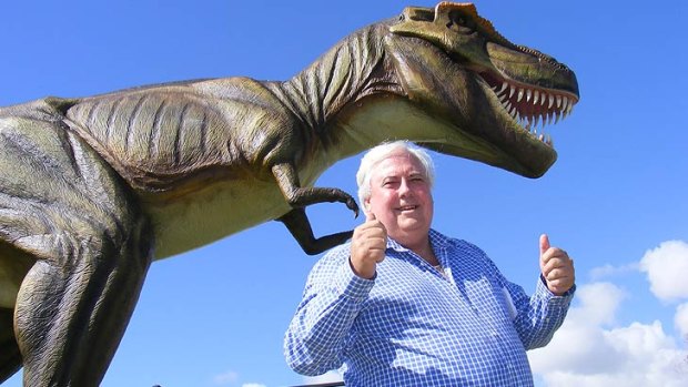 Clive Palmer, with Jeff the T. Rex.