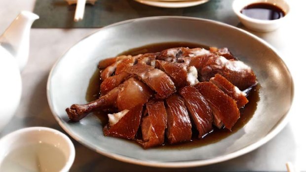 Simple beauty ... Cantonese roast duck is served in a traditional style on the bone.