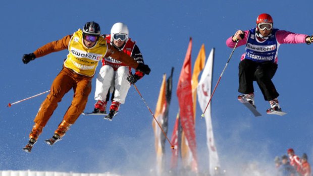 High flier . . . Errol Kerr competes in a ski cross world cup event in France.