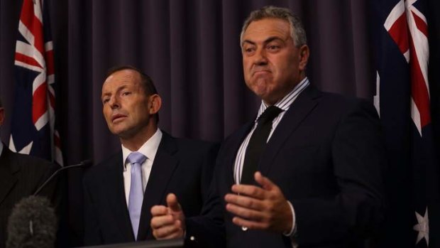 Prime Minister Tony Abbott and Treasurer Joe Hockey  at Parliament House on Monday.