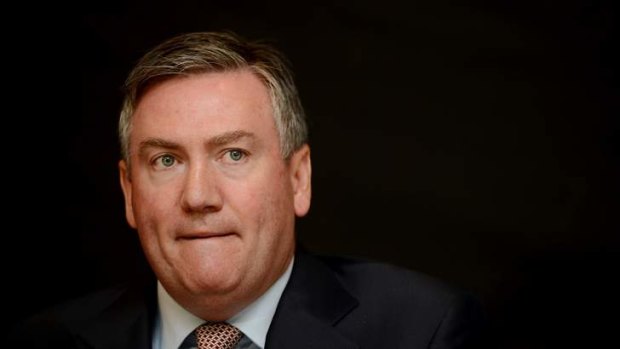 Eddie McGuire faces the media after making an on air gaffe regarding Adam Goodes.