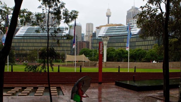 Green space ... apartment buildings could replace the existing park areas in Darling Harbour.