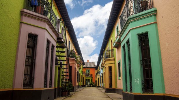 Historic, colourful buildings in Bogota, Colombia.