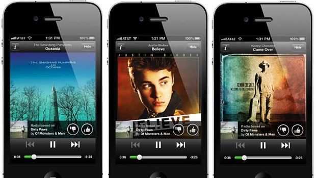 Spotify for iPhone, $11.99 a month. Also available on iPad, Android, BlackBerry, Symbian and Windows Mobile.