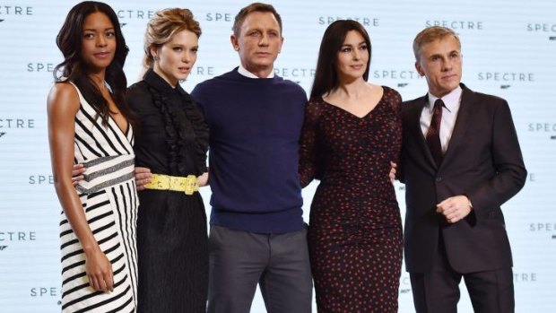 Naomi Harris, Lea Seydoux, Daniel Craig, Monica Bellucci and Christoph Waltz at the launch of the 24th James Bond film. 