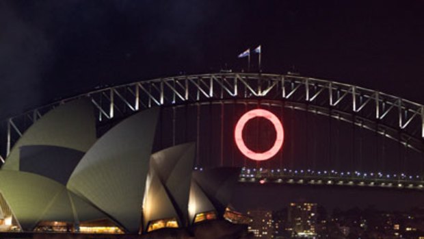 Display ... A red letter O and fireworks marked the conclusion to Oprah's party at Mrs Macquarie's Chair.