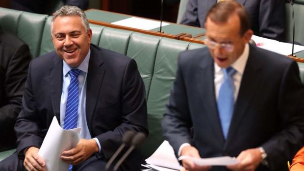 Prime Minister Tony Abbott and Treasurer Joe Hockey during question time.