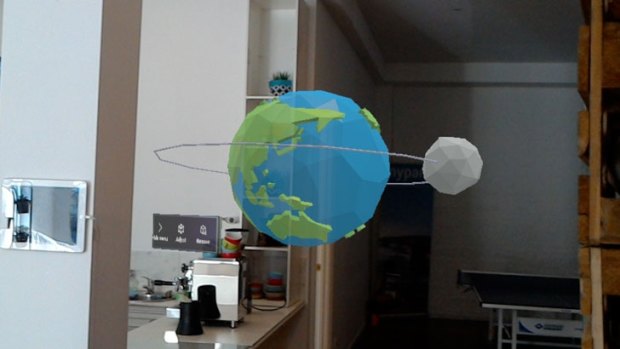 A model of the Earth and Moon which you can reach out and touch.