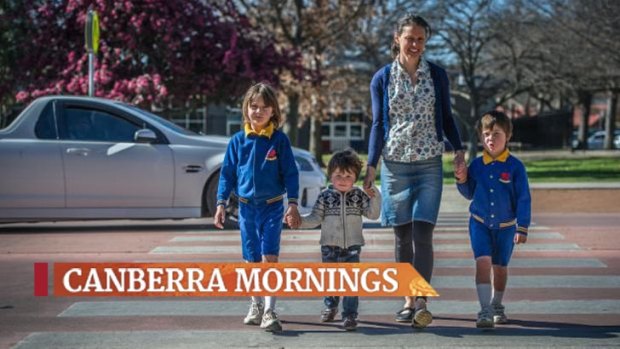 Mia Swainson of O'Connor with sons Ashwyn, Tasman and Xavier, has joined calls for better school-zone safety.