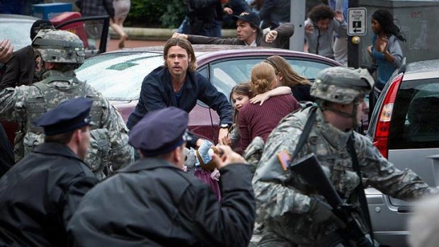 Brad Pitt confronts the zombie apocalypse in World War Z.