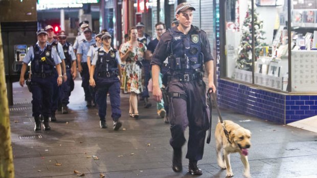 Profile: Police patrol the city on Friday night during a crackdown on violent behaviour.