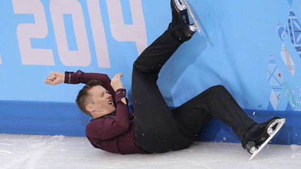 Tumble: Jeremy Abbott of the US.