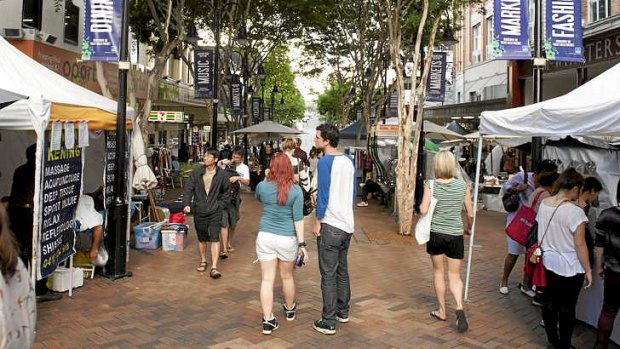 The weekend markets at Fortitude Valley's Brunswick Street Mall.