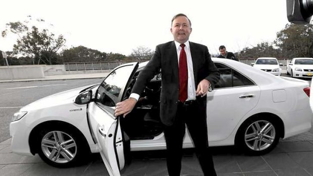 In aura: Anthony Albanese, buoyant with positive politics, arrives at Parliament House.
