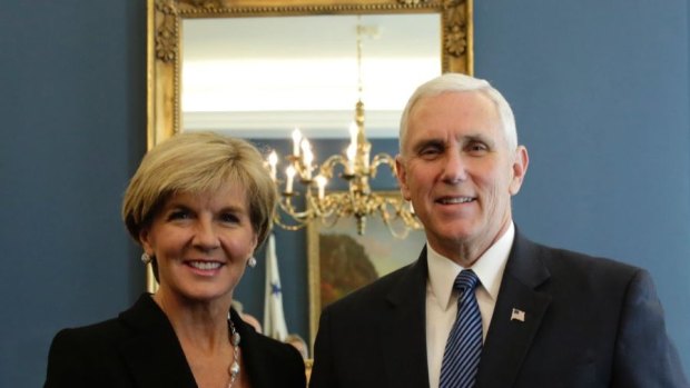 Julie Bishop and the US Vice-President Mike Pence in Washington this week.