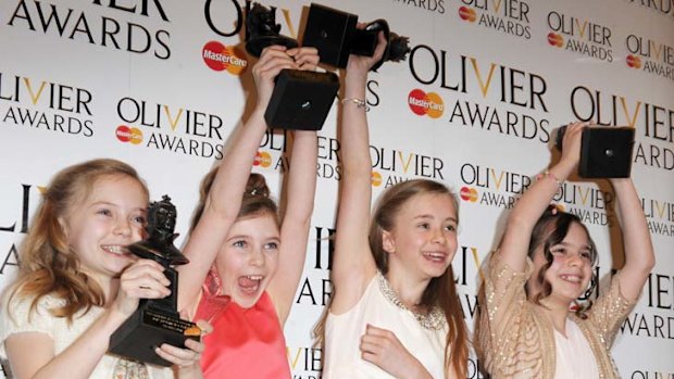 "Four little twerps" ... an elated cast from <em>Matilda The Musical</em>.