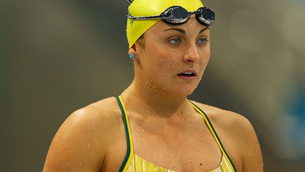 Australian swimmer Jade Neilsen on the pool deck at the London Olympics.