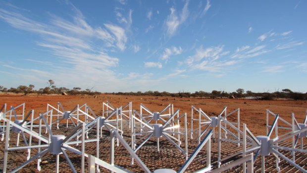 A tile of the Murchison Widefield Array telescope. <i>Photo: ICRAR</i>