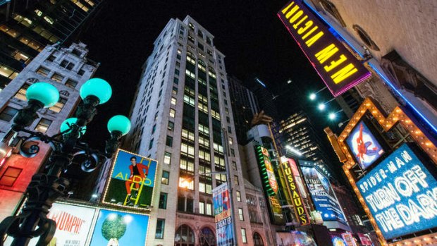 New York's 42nd Street by night.