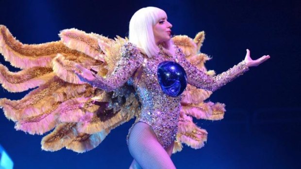 Lady Gaga on stage in Perth.