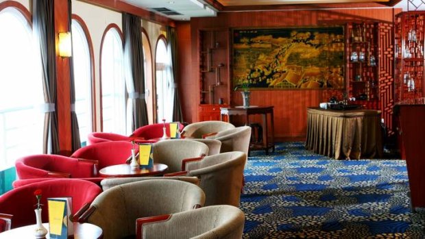 A lounge onboard the Victoria Jenna.
