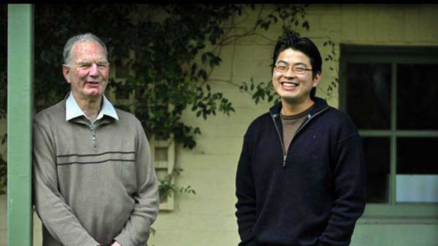 Andy Hamilton with Alan Wong, a student at the Jesuit Theology College in Parkville.