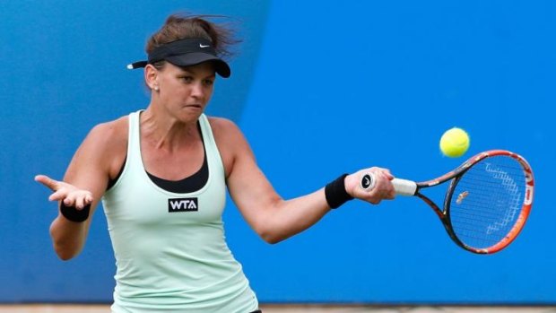 Casey Dellacqua was eliminated in the first round of her final event prior to the U.S. Open.