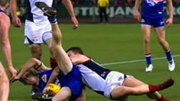 Jack Trengove's contentious tackle on Callan Ward.
